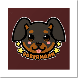 KAWAII Chibi Dobermann Dog Face Posters and Art